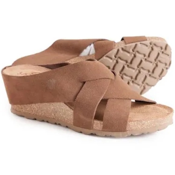 YOKONO NWOB made in Spain leather cork wedge sock slides on size 9 - Picture 4 of 12